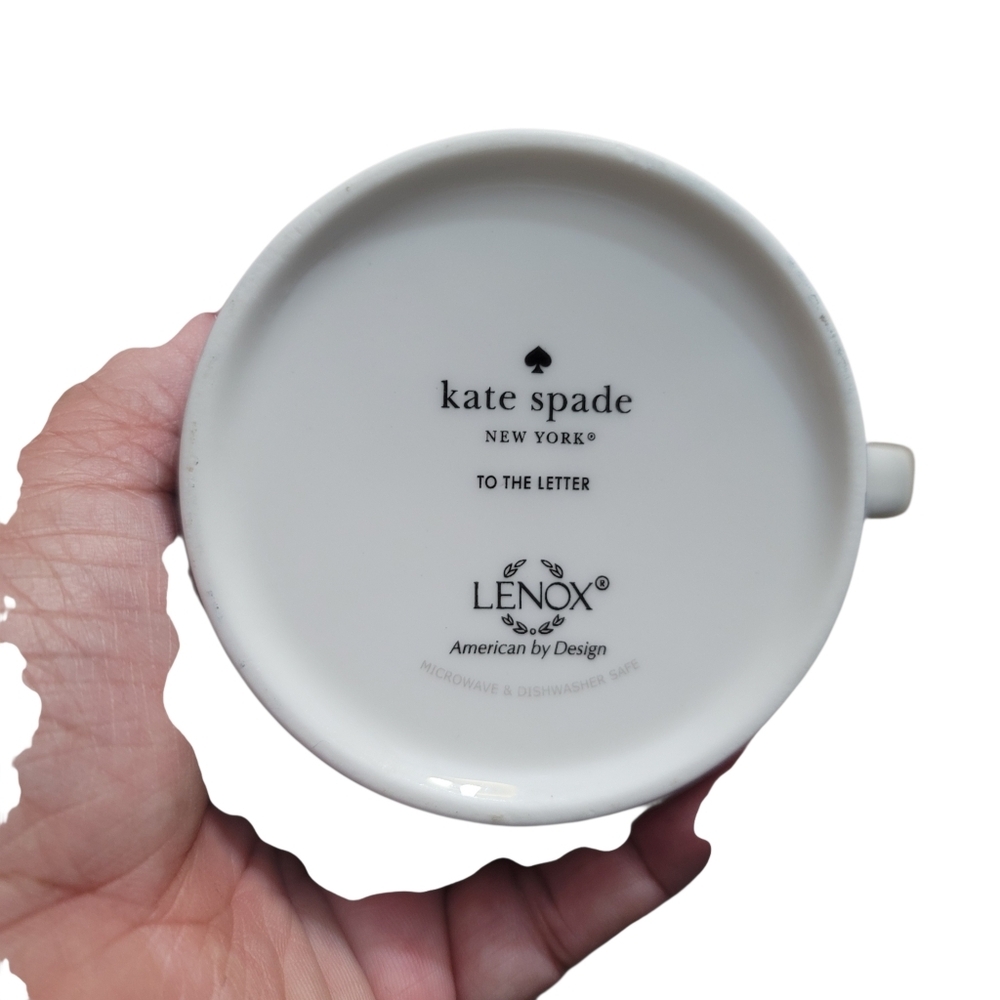 Kate Spade New York "TO THE LETTER" Lenox Mug 10 oz T Monogram 3.5 x 3.5 - Picture 3 of 5